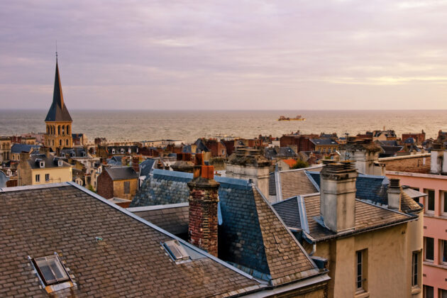 Vy över hustaken i Le Havre, France.