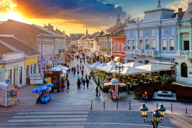 Stadsbild från Novi Sad i Serbien